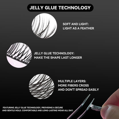 Wispy Lash Clusters Kit Pre Glued, 40 Pcs Individual Eye-lash Clusters (12mm C Curl) - DIY Lash Extension Kit, Natural Fluffy False Eyelashes No Glue Need, Beginners Friendly