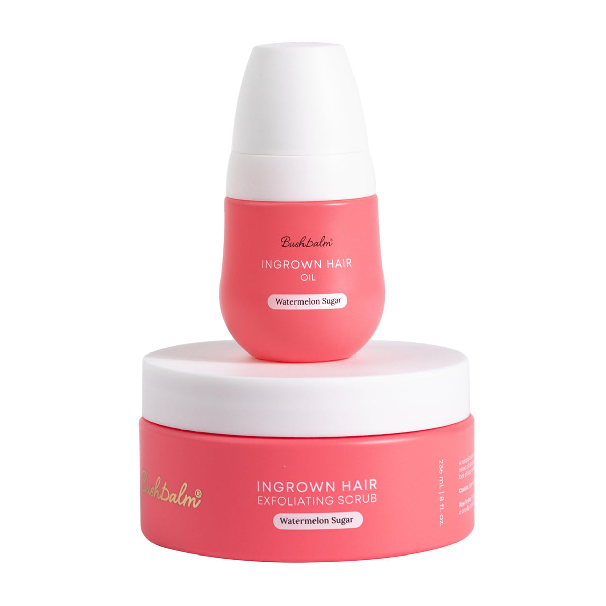 Bushbalm 2-Step Ingrown Hair Routine - Watermelon Sugar Oil & Body Scrub