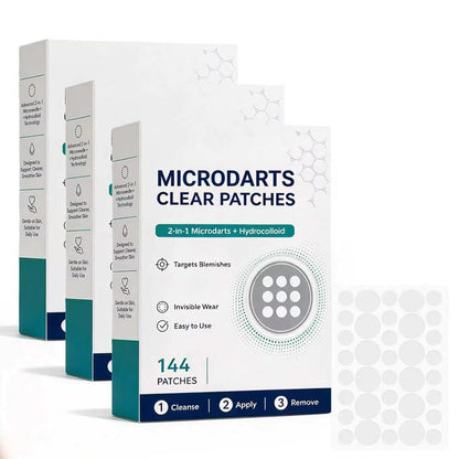 3PCS Microdarts Clear Patches, 2-in-1 Microdarts & Hydrocolloid Patch, Gentle Formula for All Skin, Natural Hydrocolloid Patches for Women and Men
