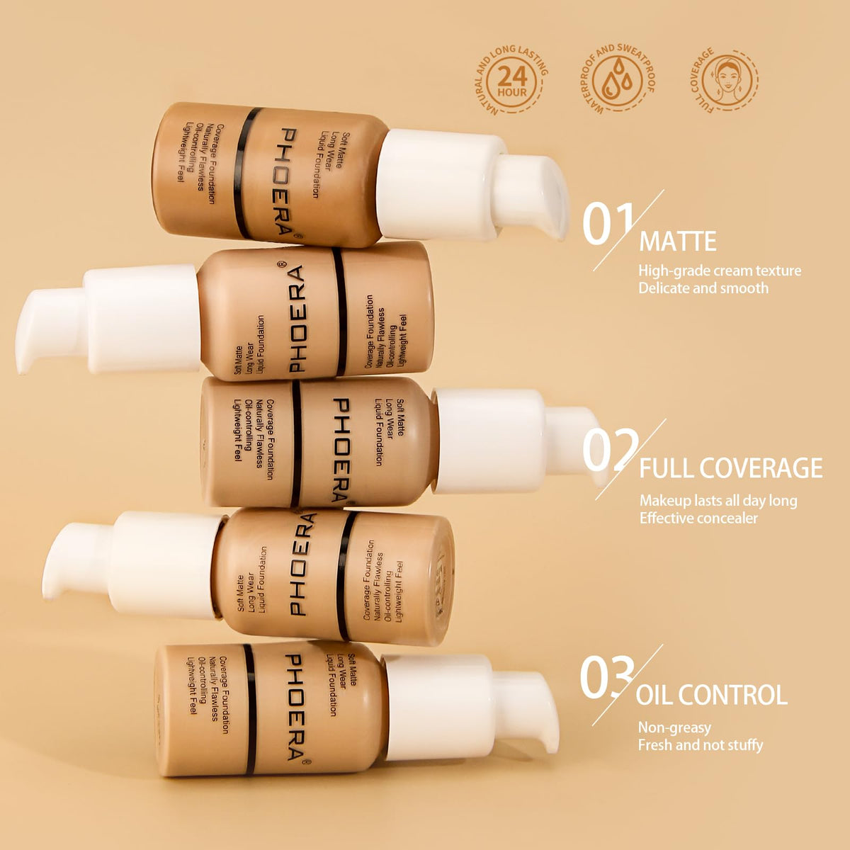 PHOERA Foundation Makeup,Full Coverage Foundation for Older Women