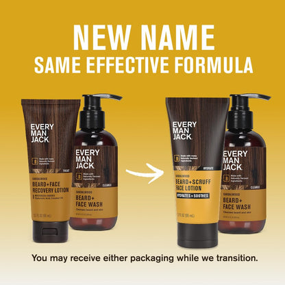 Every Man Jack Beard & Face Wash and Lotion Set for Men, Sandalwood Teak