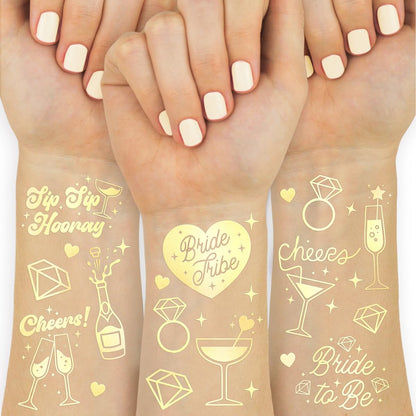xo, Fetti 54 Gold Bachelorette Temporary Tattoos | Bride Tribe Party Gift