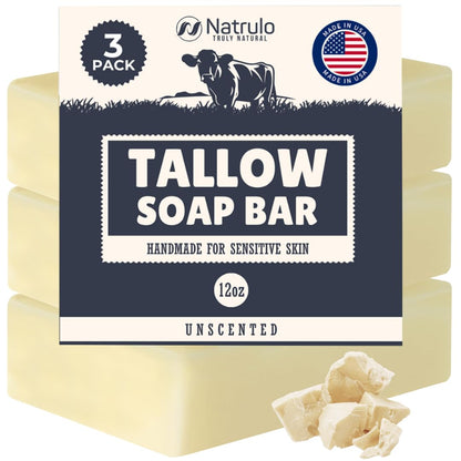 Beef Tallow Soap Bar – Grass Fed Tallow Soap, Bar Soap for Dry, Itchy Skin