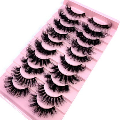 HBZGTLAD Soft Mink Eyelashes 3D Curl Winged End Eye Elongated Fake Lashes Thick Handmade Natural False Eyelash Messy Cross Lash Wholesale (MX-3)