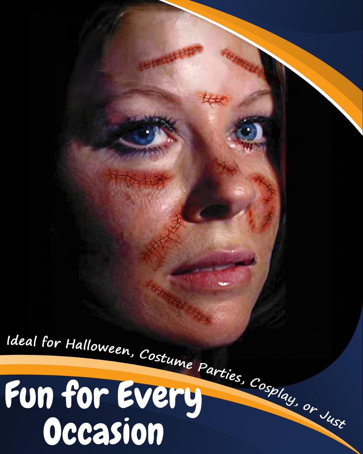 Tinuos Horror Realistic Fake Bloody Wound Stitch Scar Scab Waterproof Temporary Tattoo Sticker Halloween Masquerade Prank Makeup Props-5PC 5PCs