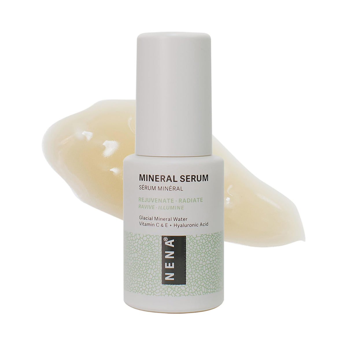 NENA Skincare Mineral Serum - Vitamin C Serum with Hyaluronic Acid - Face Lotion for Deep Hydration, Firmness and Elasticity - All Skin Types - 1 oz