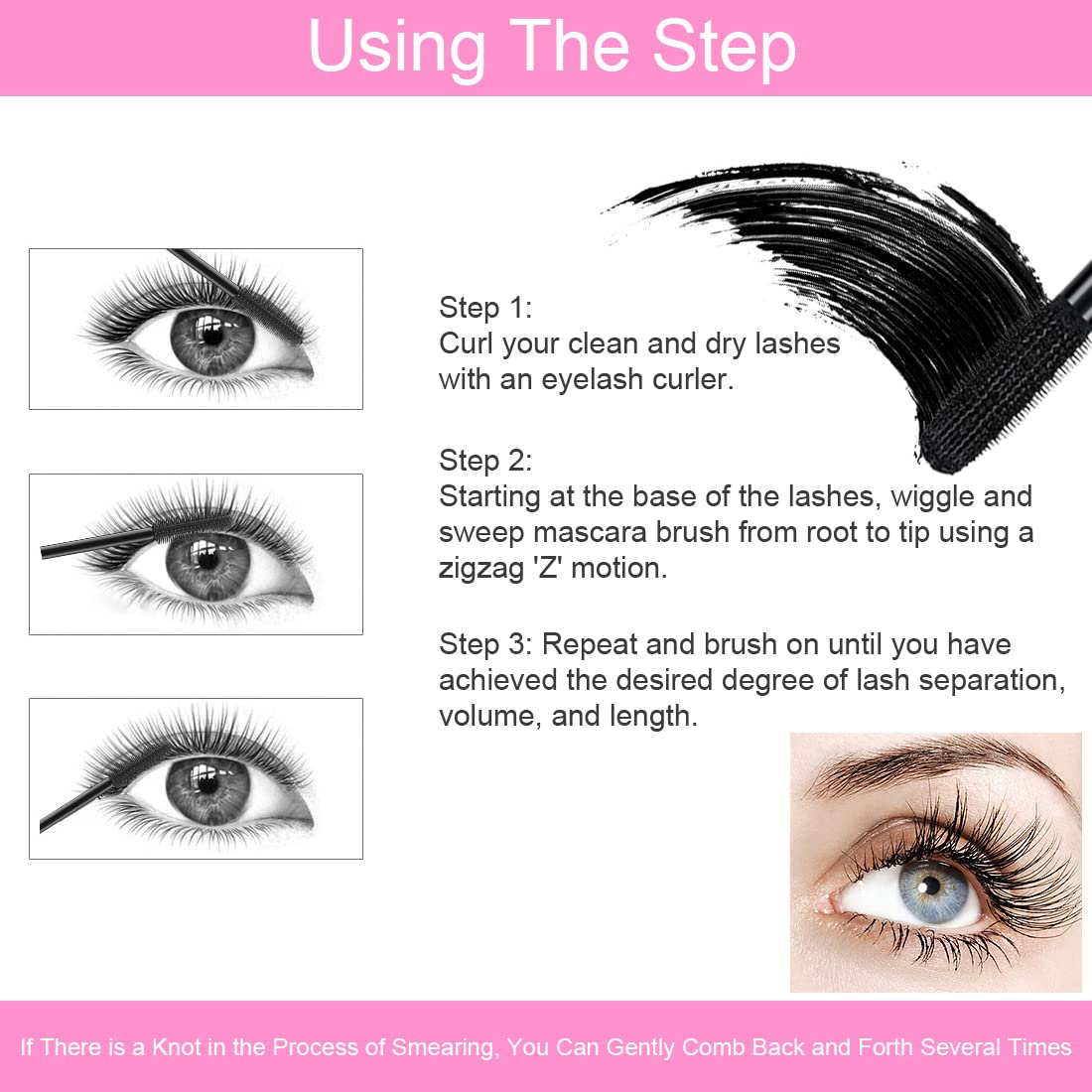 GAOSENLONK 2Pcs 4D Silk Fiber Lash Mascara, Long Lasting Eyelashes Mascara