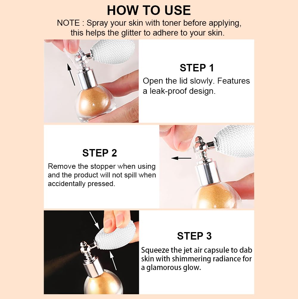 Champagne Highlighter Spray for Face and Body, High Gloss Makeup, #2