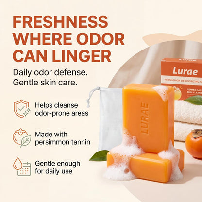 Lurae Persimmon Soap for Old People Smell, Body Odor Eliminator Bar, 2 Pack