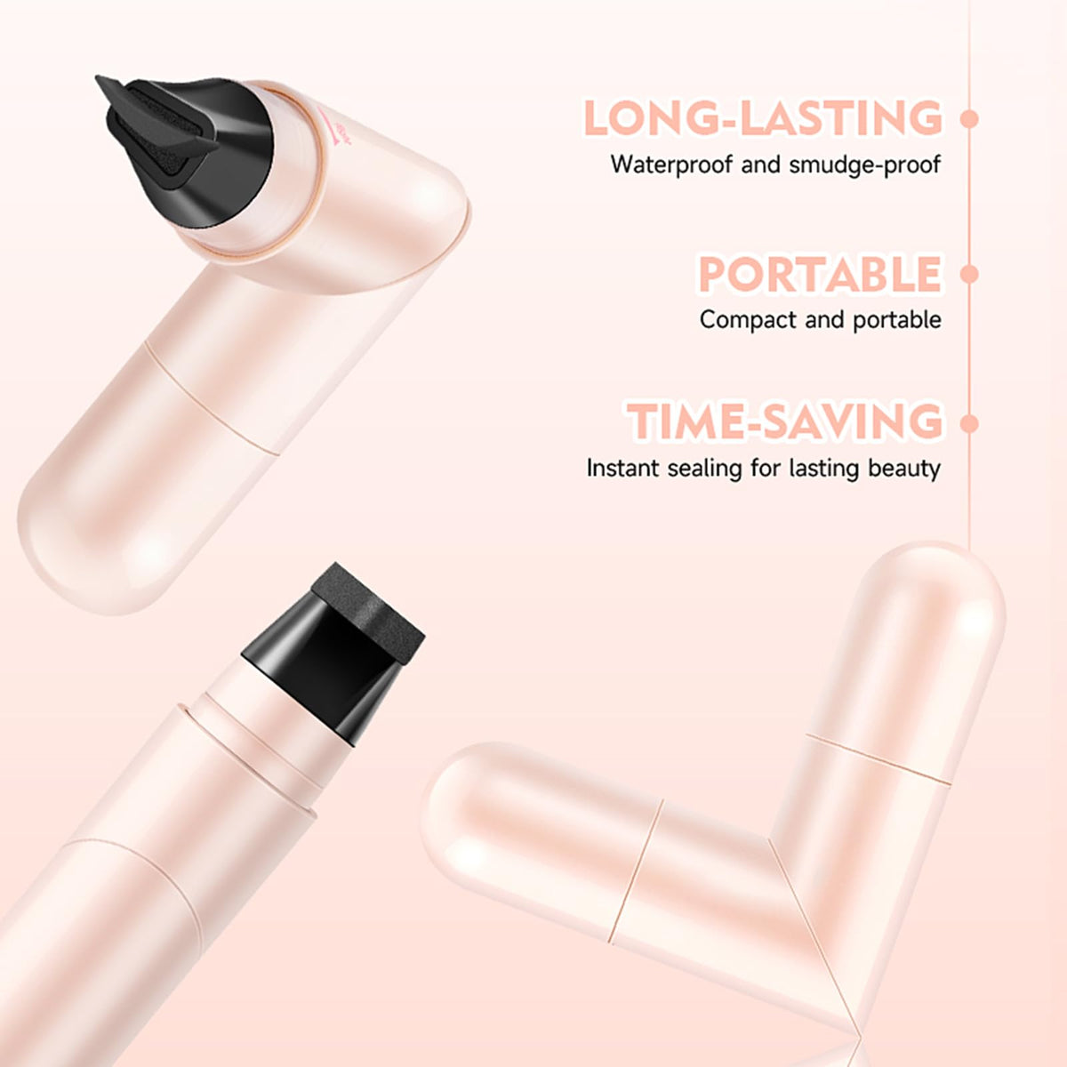BIFCVFRT Winged Eyeliner Stamp Pen, Waterproof Smudge Proof, Wingliner Cat Eye Pencils with Rotating Foldable Design, Black for Beginners