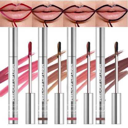BANGFENG 4Pcs Peel Off Lip Liner Stain Set - Long-Lasting, Smudge-Proof, Waterproof Nude Matte Lip Tint, Non-Fading Peel Off Lip Color, Effortless Precision & Full Coverage, 24H Color Hold