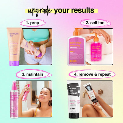 b.tan Dark Clear Self Tanning Gel Kit - Glow Your Own Way, Fake Tan Mitt