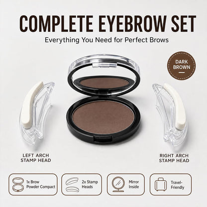 Eyebrow Stamp Kit with Brow Powder, Eyebrow Stamp Stencil Kit for Quick & Easy Brow Shaping, Natural-Looking Long-Lasting Eyebrow Makeup for Women, Light brown
