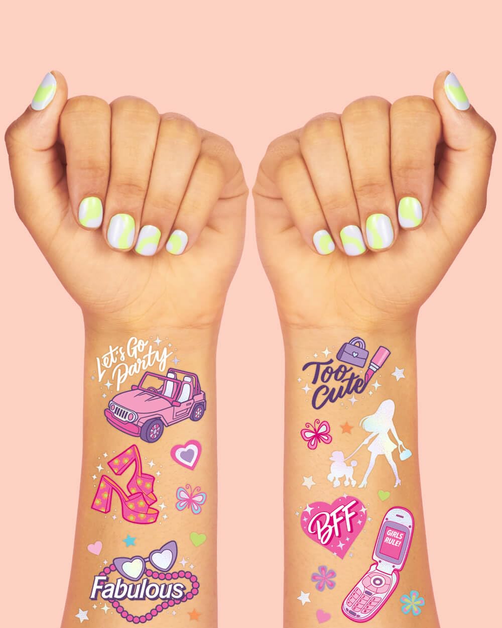 xo, Fetti 84 Pink Party Temporary Tattoos | Pink Birthday Party Supplies, Party Favor, Cute Decorations, Easter Basket