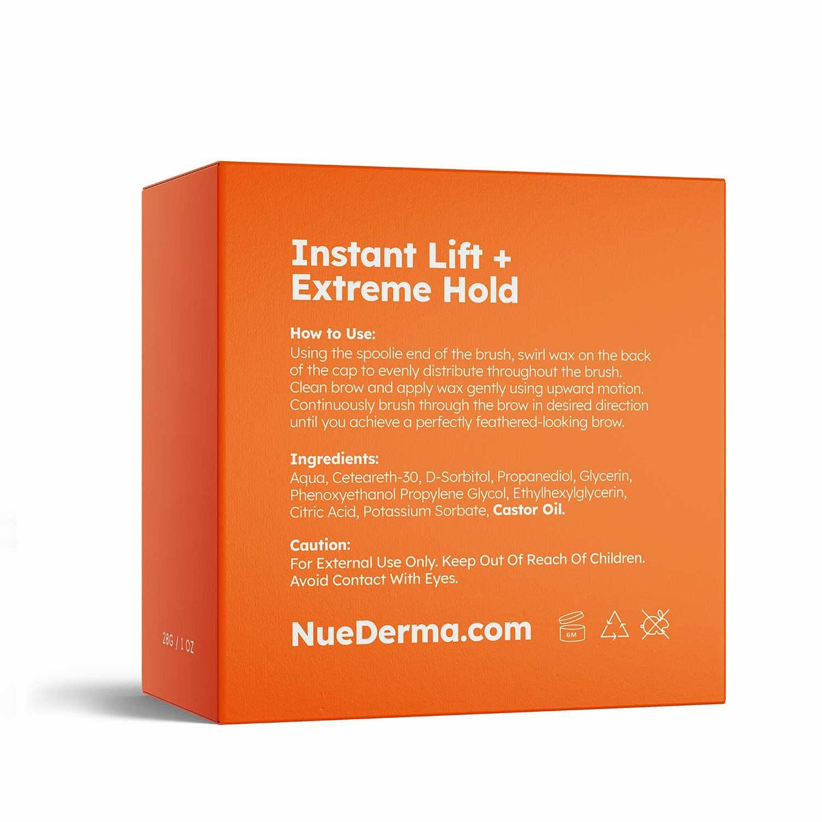 NueDerma Eyebrow Gel Brow Lamination - Clear Styling Wax, 1 oz with Spoolie