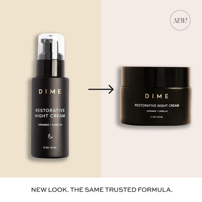 DIME Beauty Restorative Night Cream - Anti-Aging Face Moisturizer with Ceramides, Peptides, Sea Buckthorn and Squalane, Hydrating for Fine Lines and Wrinkles, Vegan, Cruelty-Free, 1.7 oz / 50 ml