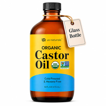 Us Naturals Organic Castor Oil 16 oz - USDA Certified, Cold Pressed