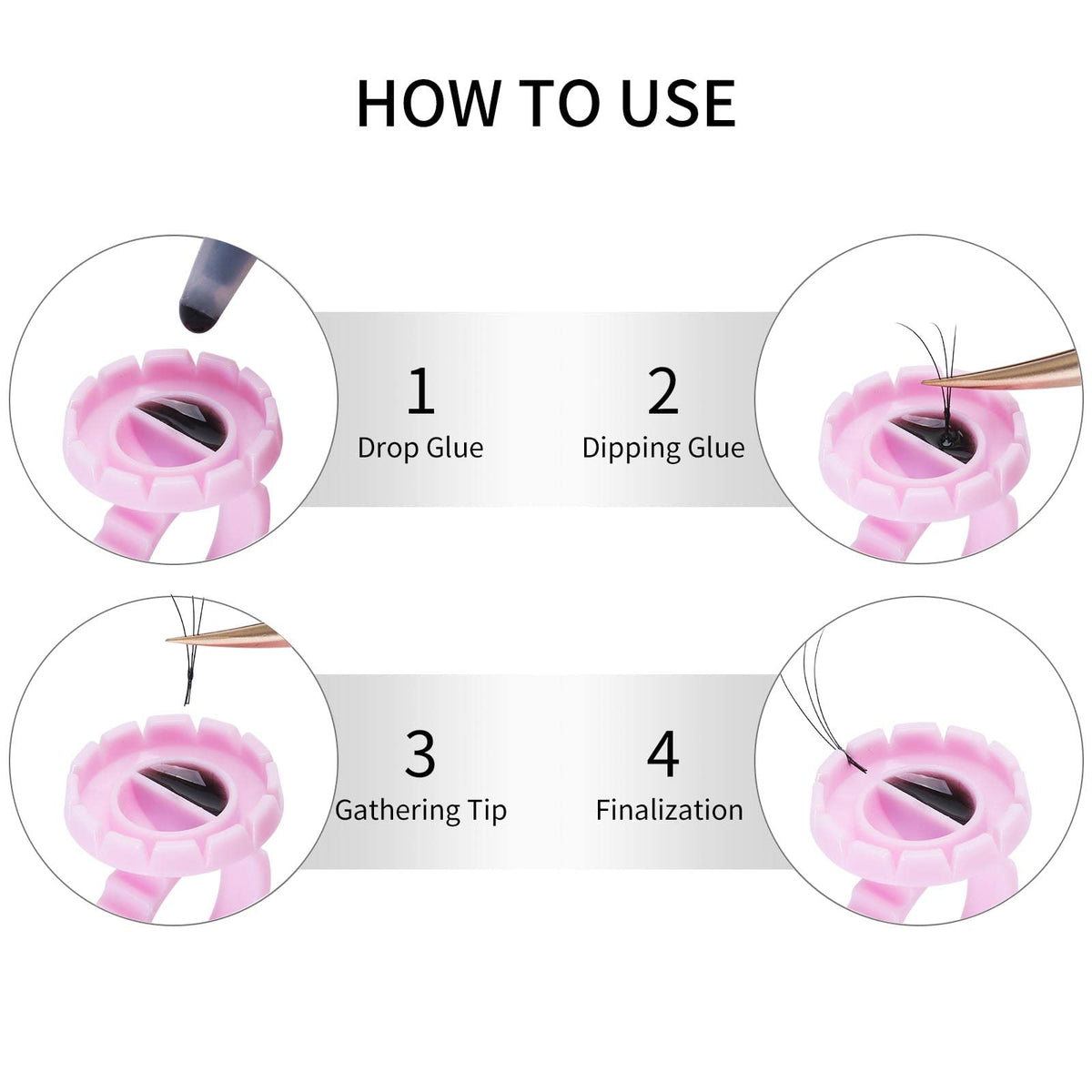 Miuffue 300 Pcs Glue Rings Smart Glue Holder for Eyelash Extensions
