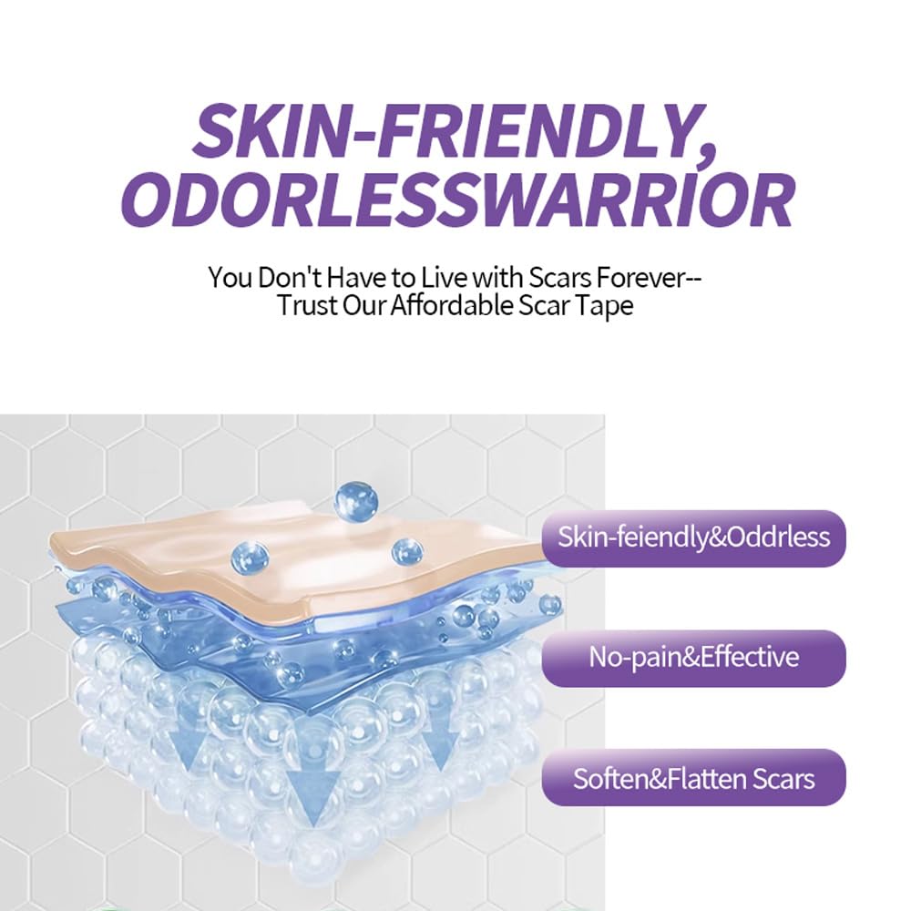 Medical Grade Silicone Scar Sheets, (1.6" x 60" Scar Roll-1.5M) - Reusable Scar Removal Tape Strips for Surgical,C-Section,Tummy Tuck,Keloid Scars Keloid Bump Removal
