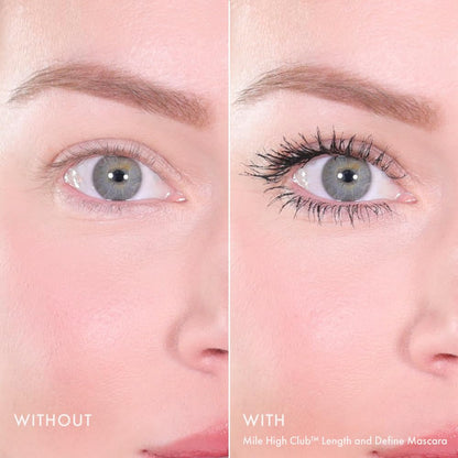 Wander Beauty Mile High Club Length + Define Black Mascara - Smudge-Proof, Lash Lengthening Mascara for a Full, Fanned Out Effect - Castor Oil + Peach Leaf Conditions & Strengthens - 0.31 fl oz