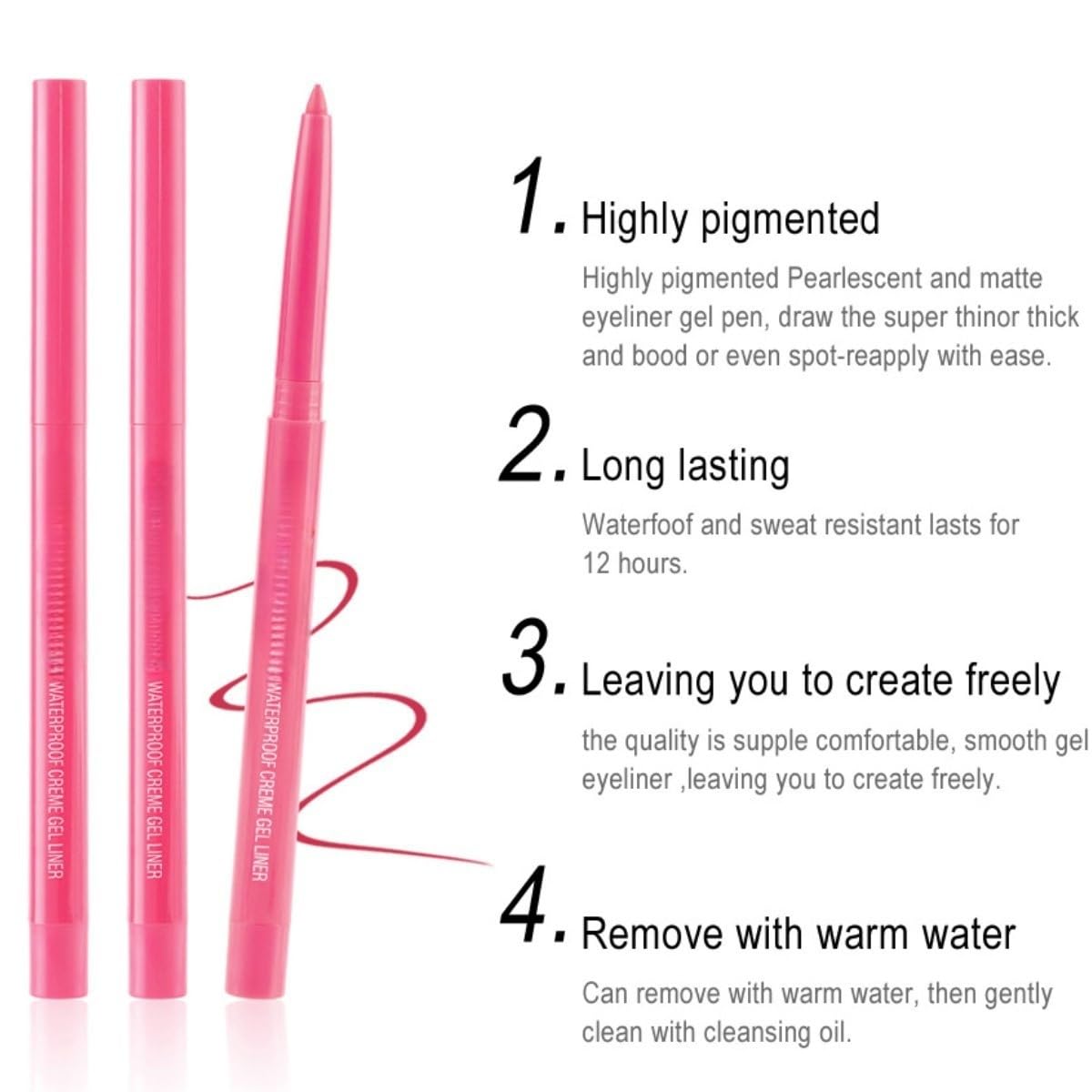 ONarisae eyeliner pencil retractable eyeliner creamy pigmented smudge proof eye liner pen Purple