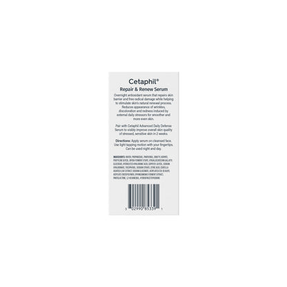 Cetaphil Repair & Renew Night Face Serum, Sensitive Skin, Vitamin E, 1oz