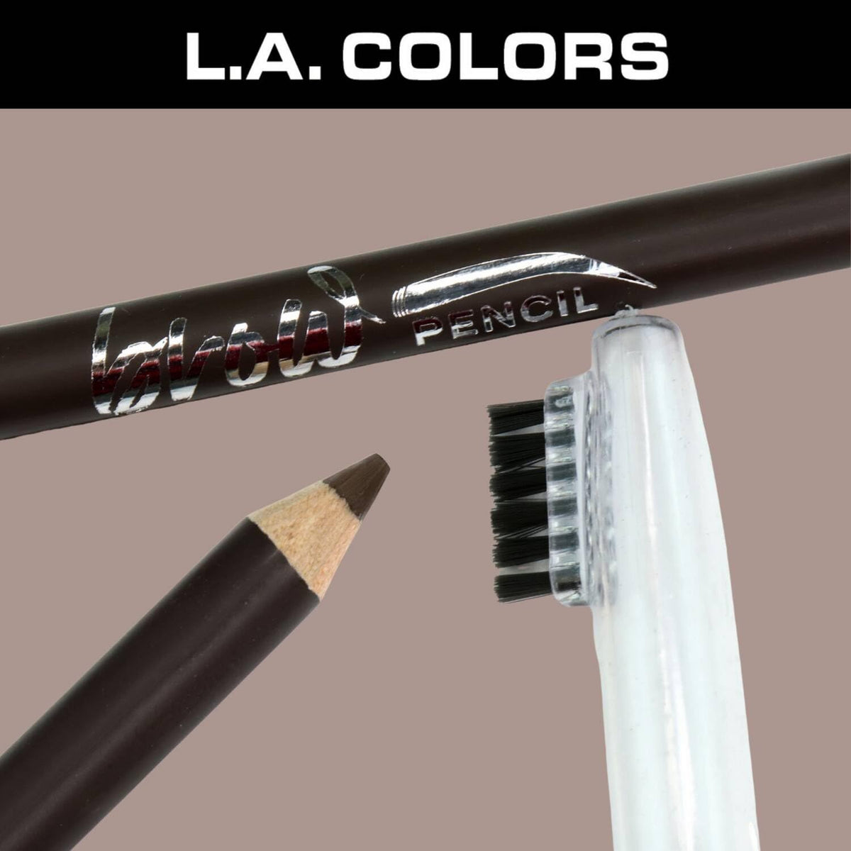 L.A. COLORS On Point Brow Pencil W/Built In Brush, Dark Brown CBP396