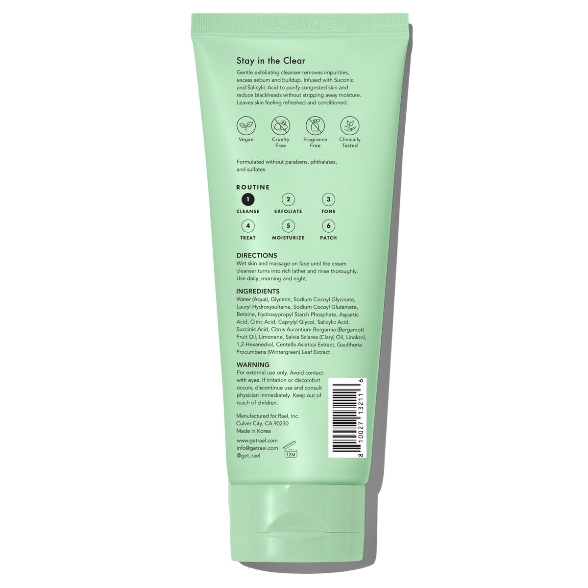 Rael Miracle Clear Facial Cleanser Face Wash (Exfoliating Cleanser, 5.1 oz)