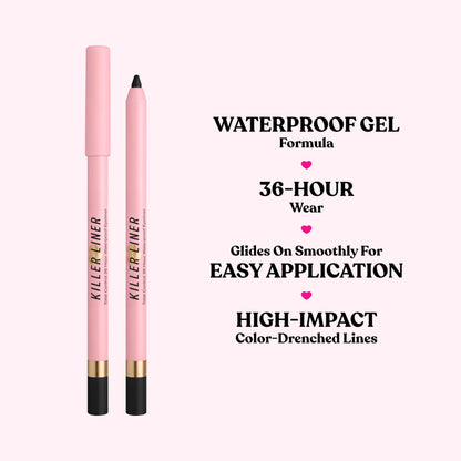 Too Faced Killer Liner 36-Hour Gel Eyeliner Pencil | Long Lasting, Waterproof, Non-Flaking Eyeliner Pencil, 0.04 Ounce, Black