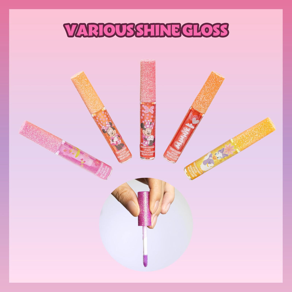Minnie Mouse Lip Gloss Set, 12-Piece Plant-Based, Ages 3+