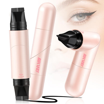 BIFCVFRT Winged Eyeliner Stamp Pen, Waterproof Smudge Proof, Wingliner Cat Eye Pencils with Rotating Foldable Design, Black for Beginners
