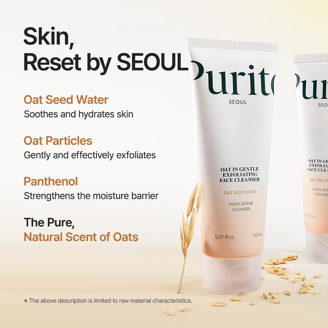 PURITO Oat Exfoliating Cleanser for Sensitive Skin, 5.07 fl.oz