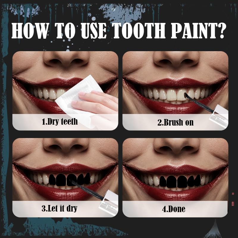 Black Tooth Paint, Black Out Teeth Makeup Solutiont, Cosplay Teeth
