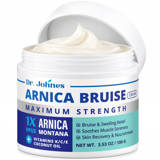 Dr. Johnes Arnica Bruise Cream Extra Strength Formula for Thin & Sensitive Skin with Arnica Montana HPUS & Vitamin K, Gentle Botanical Skin Care for Seniors and Everyday Care (3.53 Oz (Pack of 1))