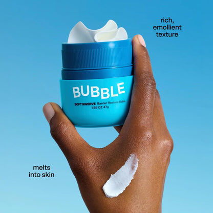 Bubble Skincare Soft Swerve Barrier Cream - Face Moisturizer for Dry Skin, Skin Barrier Repair Balm - Moisture-Sealing Face Balm with Squalane, Shea Butter, Ceramides, Niacinamide (47g)