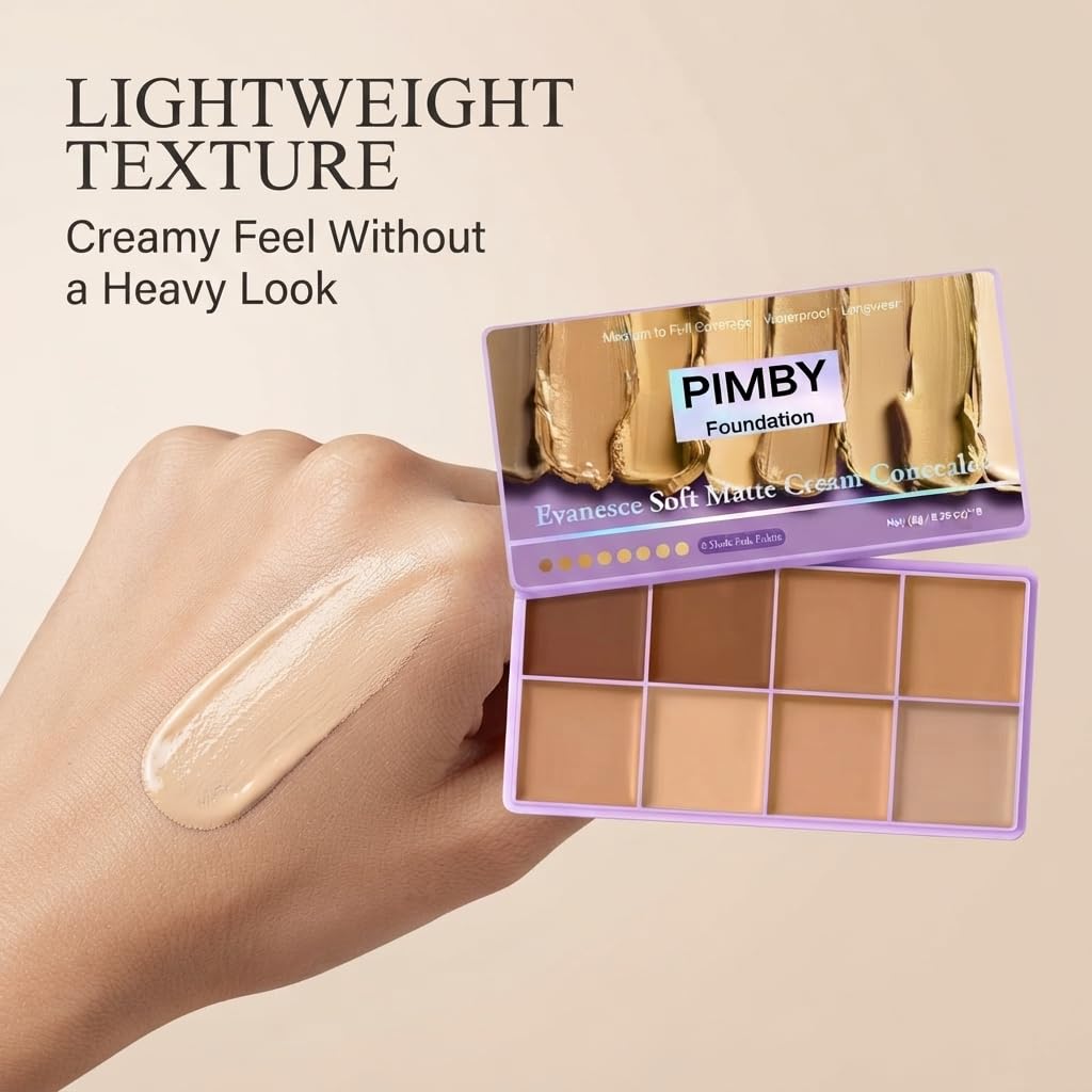 Pimby Full Coverage Concealer, Lightweight, Blendable, Natural Finish