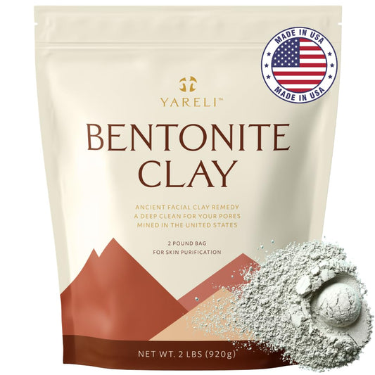 YARELI Bentonite Clay Powder Facial Mask & Detox Bath, Indian Healing Clay - 2lb