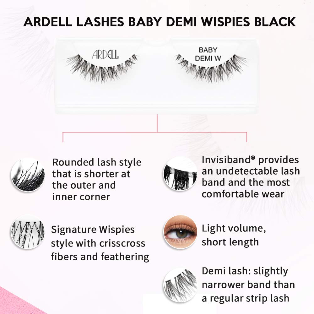 Ardell Wispies Baby Demi Lashes Natural Look Strip False Eyelashes, 4 Pack