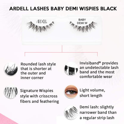 Ardell Wispies Baby Demi Lashes Natural Look Strip False Eyelashes, 4 Pack