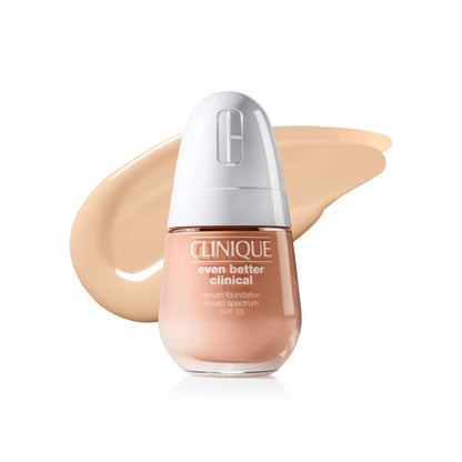 Clinique Even Better Clinical Serum Liquid Foundation SPF 25 With Vitamin C, Salicylic Acid + Hyaluronic Acid For Combination to Oily Skin Types | Full Coverage + Matte Finish, Ivory, 1 Fl Oz