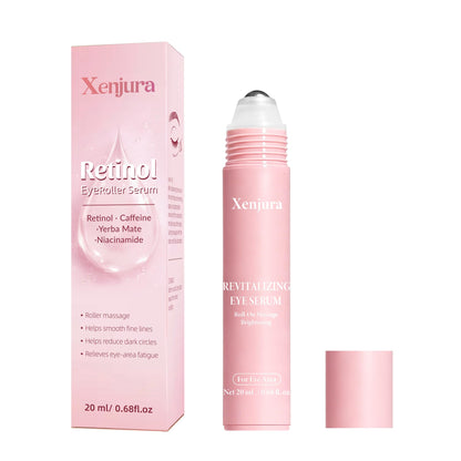Retinol & Caffeine Under Eye Roller Serum | Xenjura Cooling Eye Cream for Puffy Eyes & Dark Circles | Anti Aging Wrinkle Remover for Fine Lines | Vegan Skincare (20ml / 0.7 fl oz)