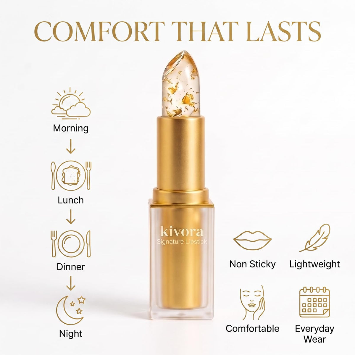 Lipstick for Mature Lips, Signature Clear Lipstick for Older Women (Gold)