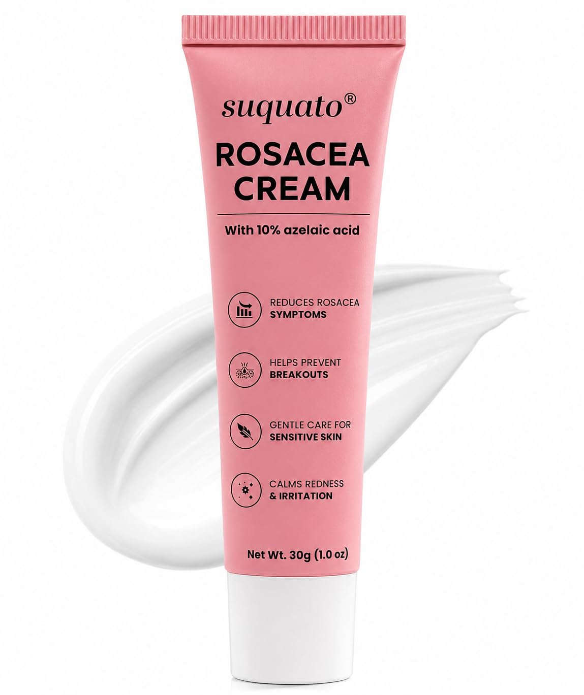 suquato 10% Azelaic Acid Cream – Rosacea Treatment for Face & Redness Reducing Face Cream – Redness & Blemish Care for Sensitive Skin – Lightweight Daily Use 30g