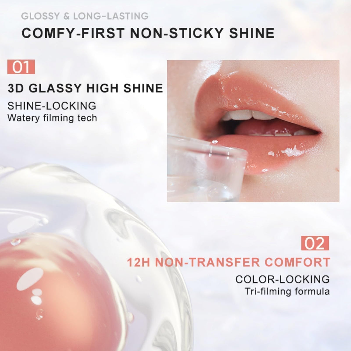 JUDYDOLL Lip Plumper Gloss Tinted Lip Balm Moisturizing Red Lipstick