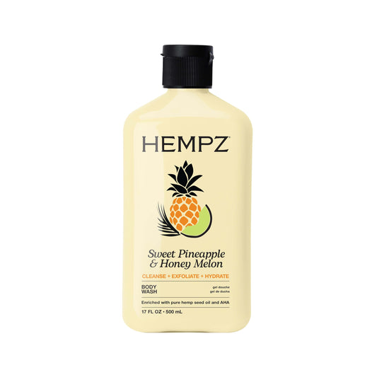 Hempz Body Wash - Sweet Pineapple & Honey Melon - Hydrating for Sensitive Skin, Scented, Exfoliating with Shea Butter, Pure Hemp Seed Oil, and Algae for Sensitive Skin - 17 fl oz