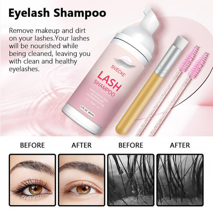 SVECKE Peach Lash Shampoo Kit, Eyelash Extension Cleanser