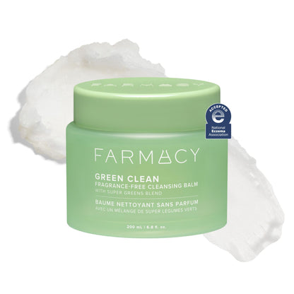 Farmacy Sensitive Skin Makeup Remover Cleansing Balm - Green Clean Waterproof Makeup Remover Balm + Oil Cleanser for Face - Melts Make Up + SPF - Hydrates + Softens Skin - Fragrance-Free (200ml)