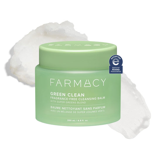 Farmacy Sensitive Skin Makeup Remover Cleansing Balm - Green Clean Waterproof Makeup Remover Balm + Oil Cleanser for Face - Melts Make Up + SPF - Hydrates + Softens Skin - Fragrance-Free (200ml)