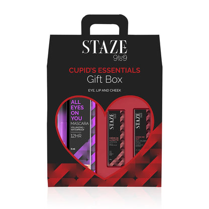 Staze9to9 Cupid's Essentials Makeup Gift Set for Women | Tubing Mascara, Multipurpose Blush Stick & Matte Lipstick | Eye, Cheek & Lip Makeup Kit | Women's Birthday Gift & Gift Ideas