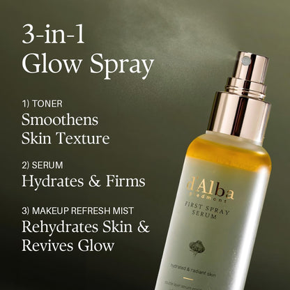 d'Alba Official White Truffle Spray Serum, 3 Solutions, Mother's Day, Gift Set (1.76 fl oz (52 ml) x 3ea), Vegan Skin Care, Glow Serum for Radiant Skin, All In One Mist, Korean Skin Care